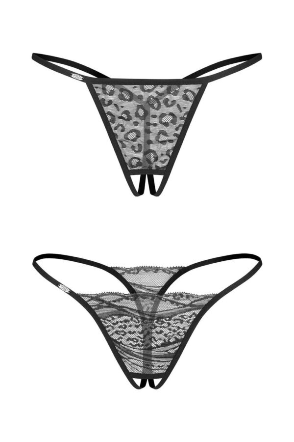 2-pack perizomi aperti pizzo e tulle animalier – Obsessive Bianca