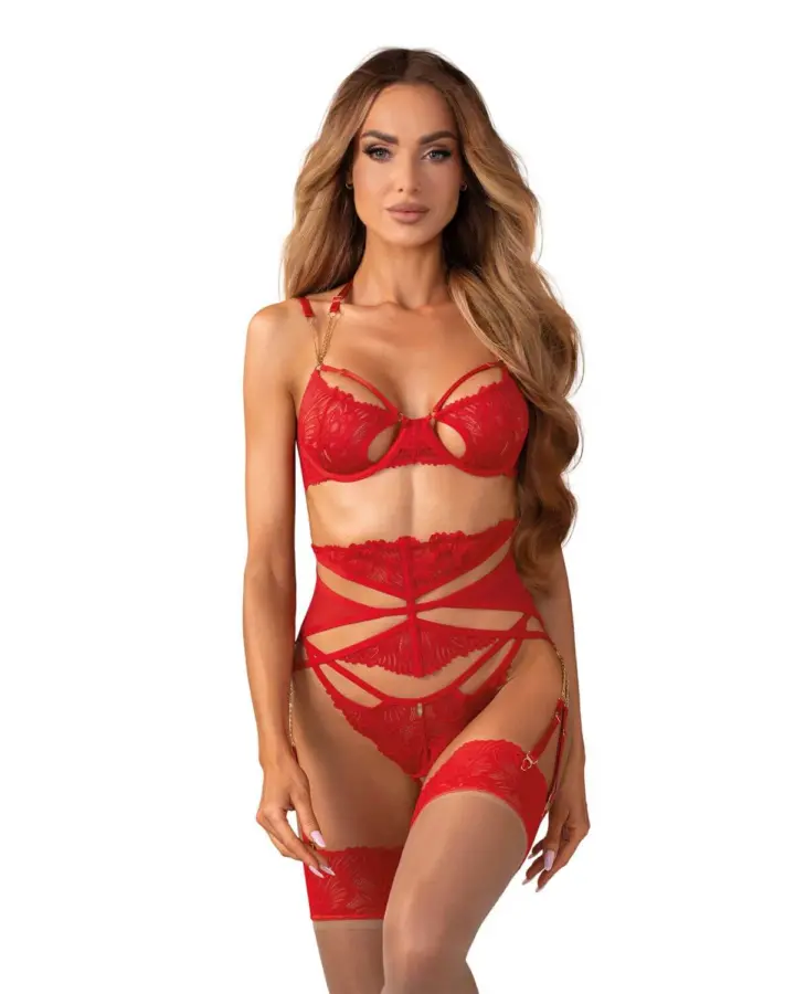 Reggicalze rosso con catene dorate – Obsessive Matildea – foto 5