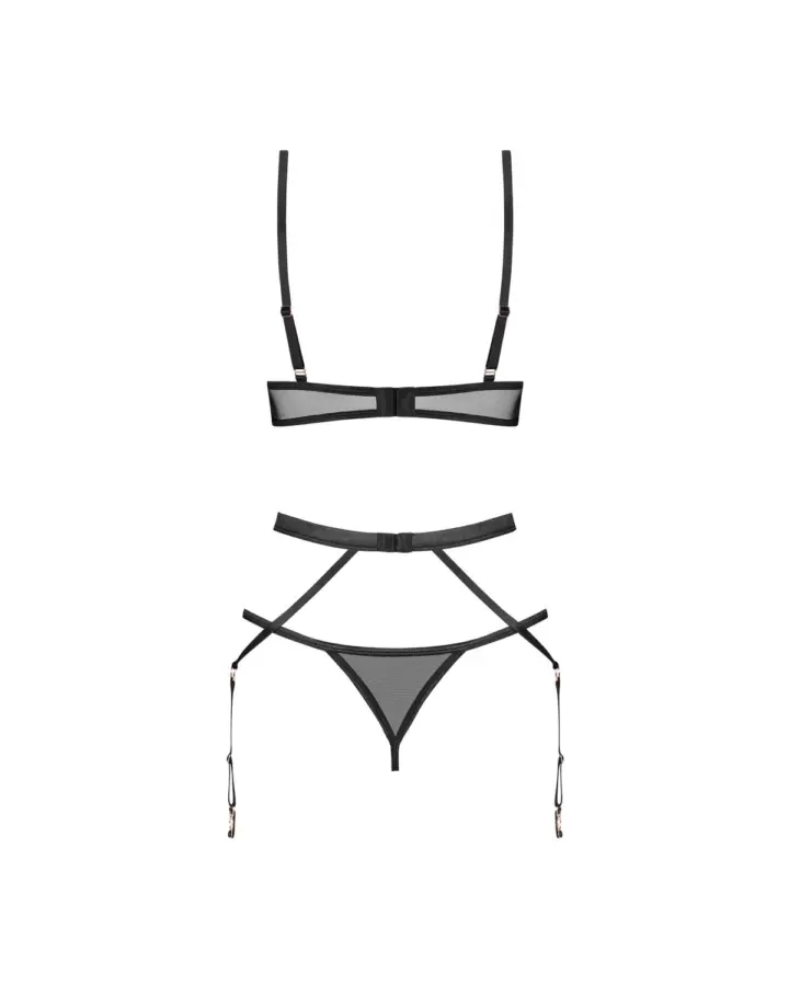 Completo Intimo nero 3 pezzi con reggicalze – Obsessive Euridia – foto 3