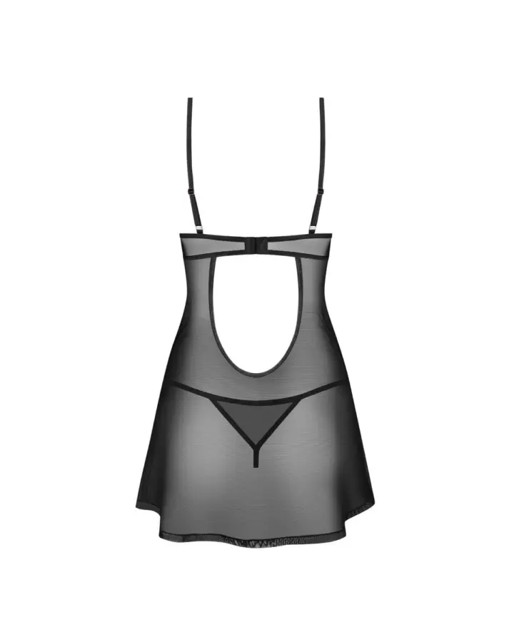 Chemise nera trasparente con perizoma – Obsessive Euridia – foto 3