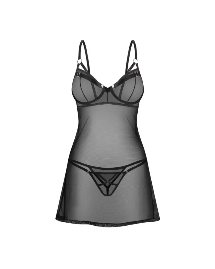 Chemise nera trasparente con perizoma – Obsessive Euridia – foto 2