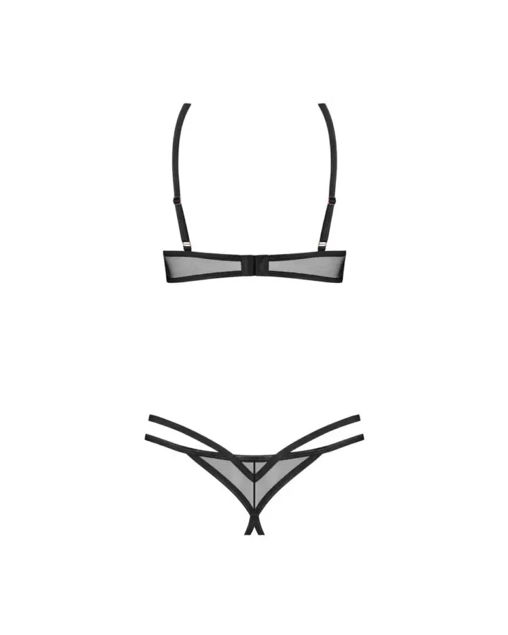 Set intimo aperto nero con ferretto – Obsessive Euridia – foto 4