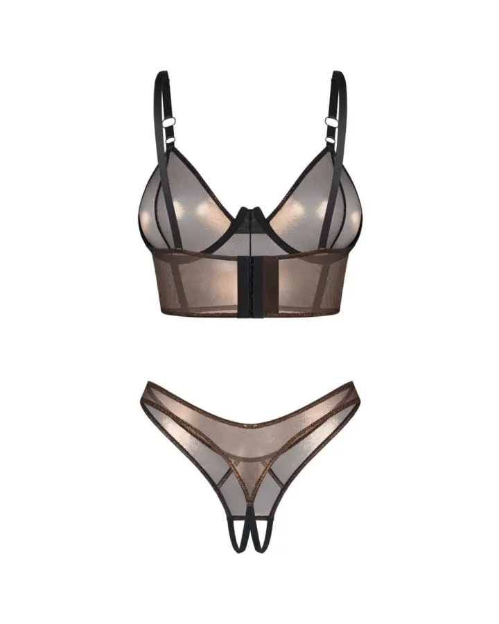 Set Soranna top e perizoma aperto effetto oro – Obsessive – foto 7