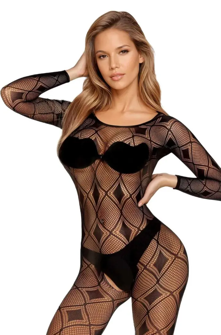 Bodystocking geometrica a rete aperta – SoftLine – foto 6