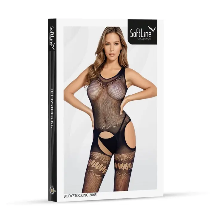 Bodystocking rete con dettagli decorativi – Softline 2065 – foto 4