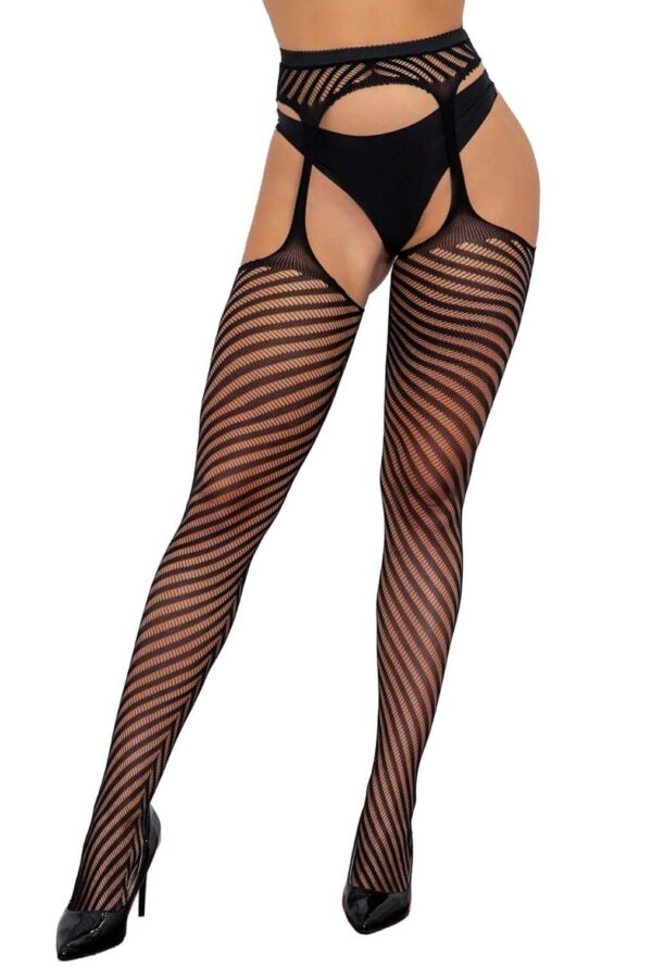 Calze effetto reggicalze a righe diagonali – Softline 4015