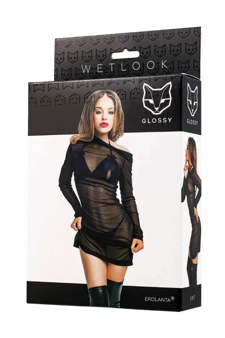 Set abito trasparente con intimo wetlook – Glossy Sheril – foto 4
