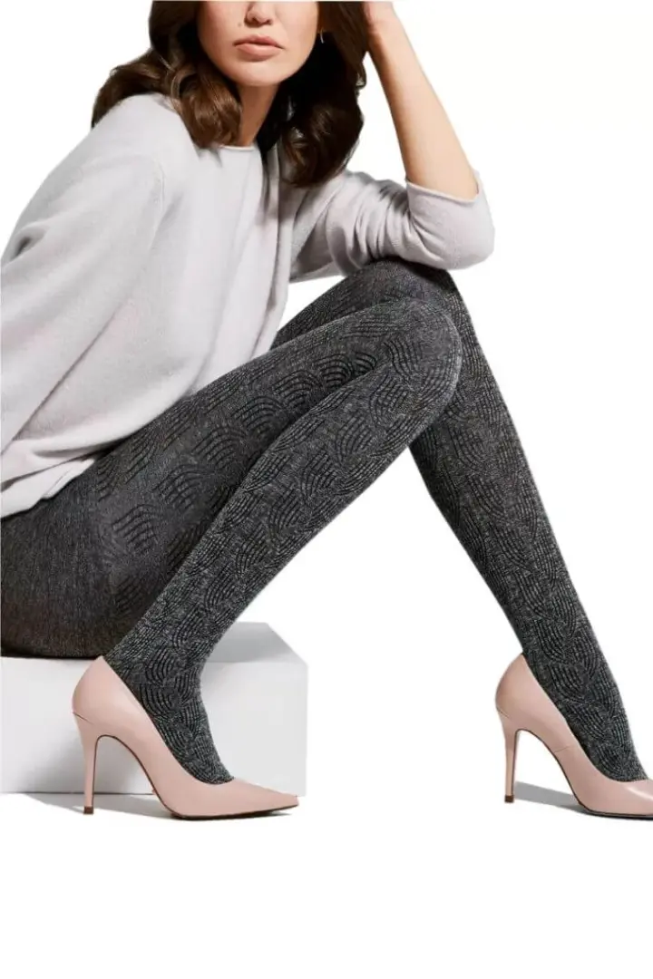 Collant coprenti melange con motivo geometrico – Fiore