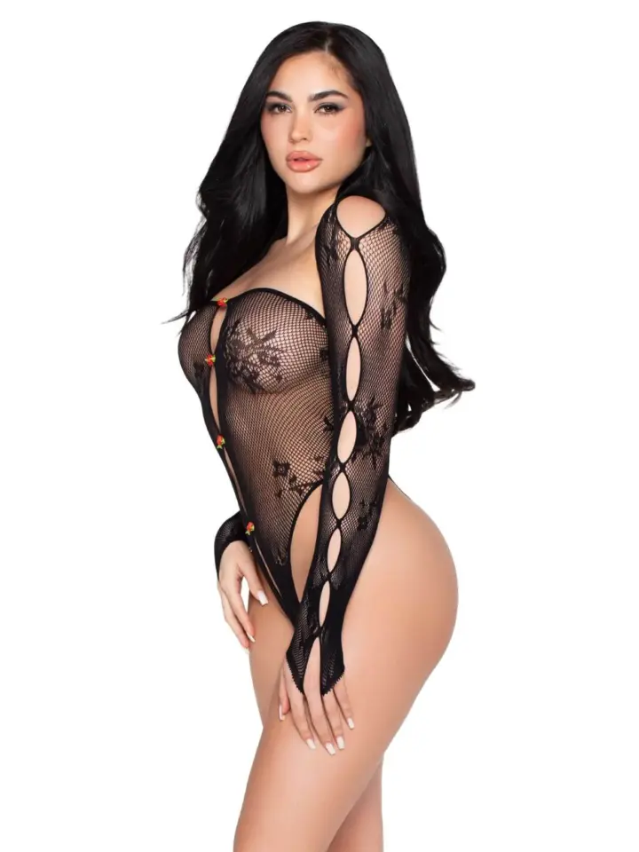 Body a rete con rosette e shrug – Leg Avenue Flirt Alert – foto 5