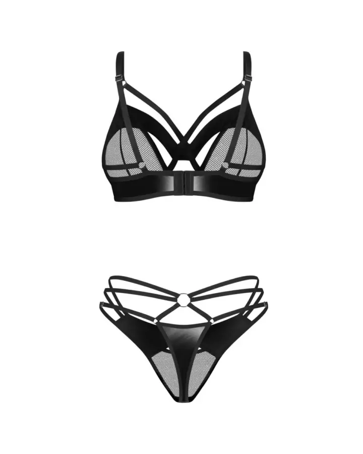 Set Dominna 2 pezzi in effetto pelle e rete – Obsessive – foto 8