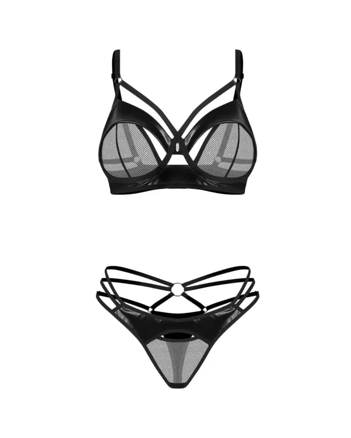 Set Dominna 2 pezzi in effetto pelle e rete – Obsessive – foto 7