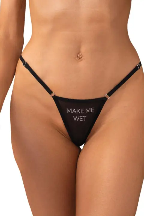 Perizoma mesh con cristalli "Make Me Wet" – Obsessive Violami