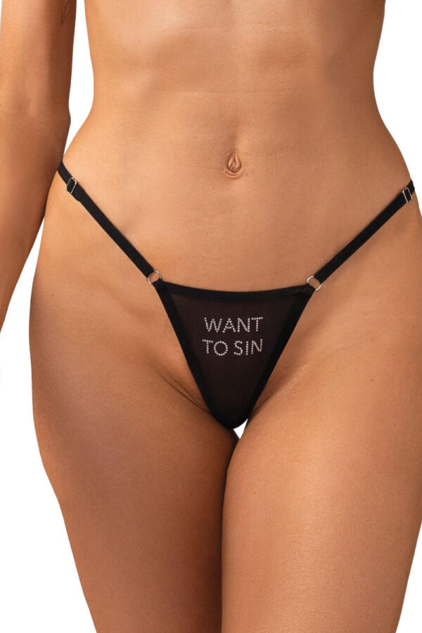 Perizoma mesh con cristalli “Want to Sin” – Obsessive Violami