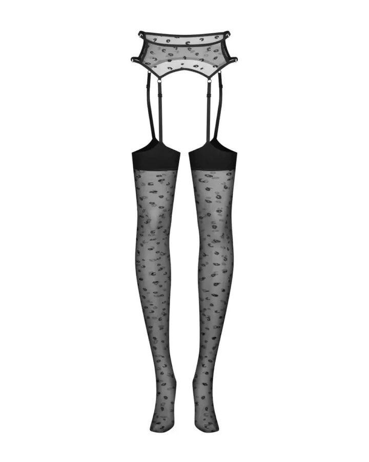 Set Calze con reggicalze Isinne in rete a fantasia – Obsessive – foto 9