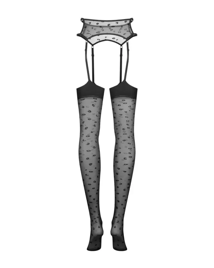Set Calze con reggicalze Isinne in rete a fantasia – Obsessive – foto 8