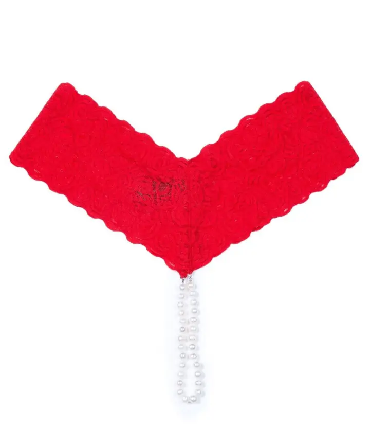 Chilirose Lingerie: Perizoma rosso con perle naturali e gadget erotico – foto 3