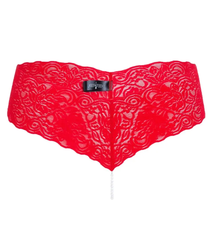 Chilirose Lingerie: Perizoma rosso con perle naturali e gadget erotico – foto 5