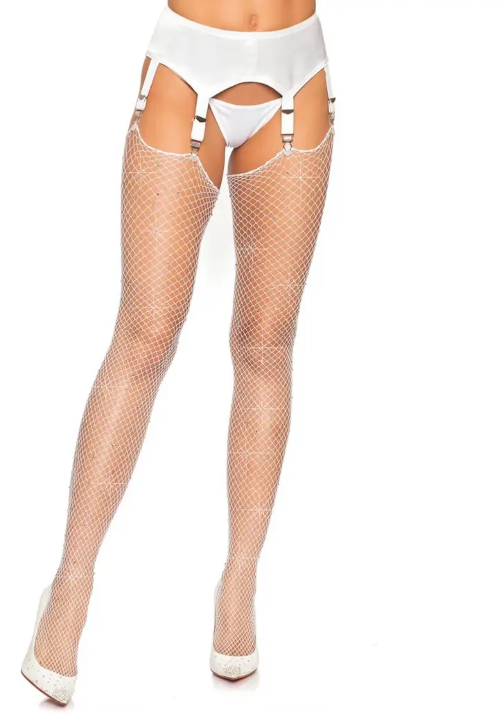 Leg Avenue: calze da reggicalze in rete con strass in tre colori – foto 6