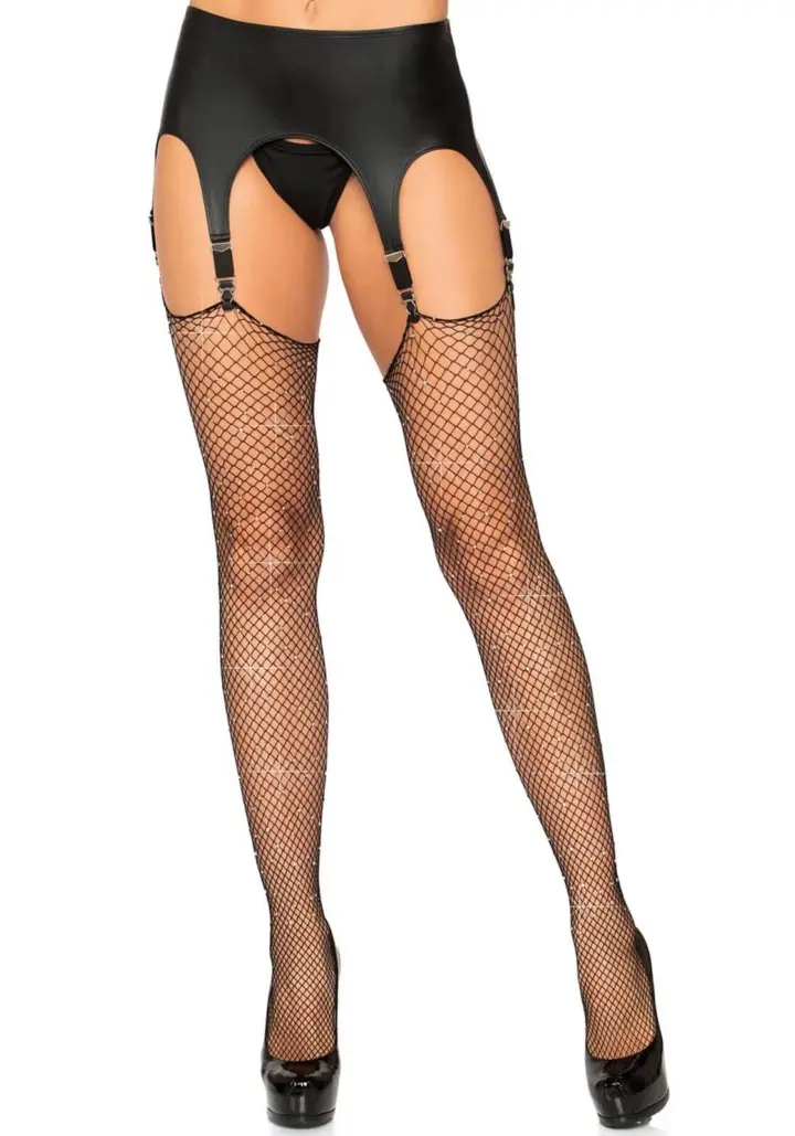 Leg Avenue: calze da reggicalze in rete con strass in tre colori – foto 4