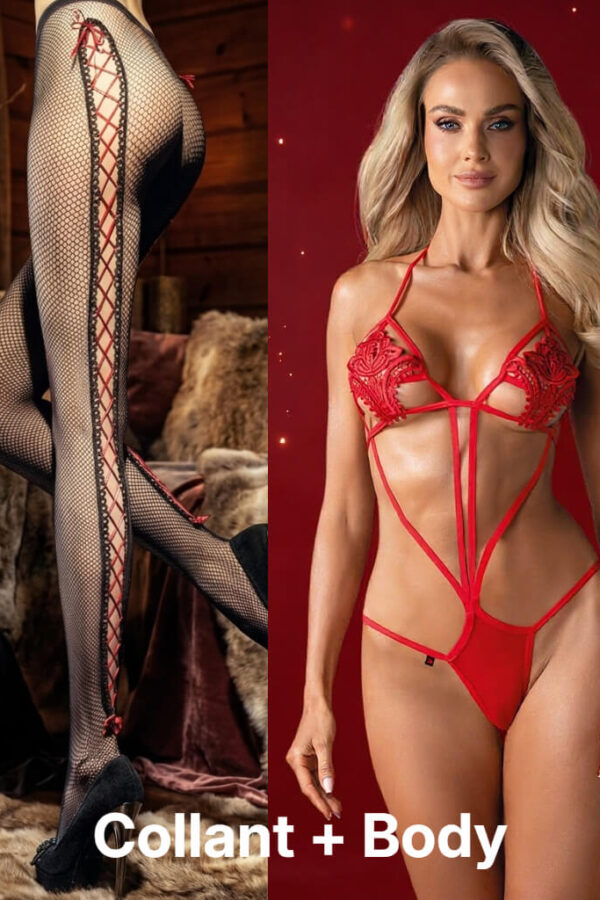 Collant Luxury + Body rosso Luiza