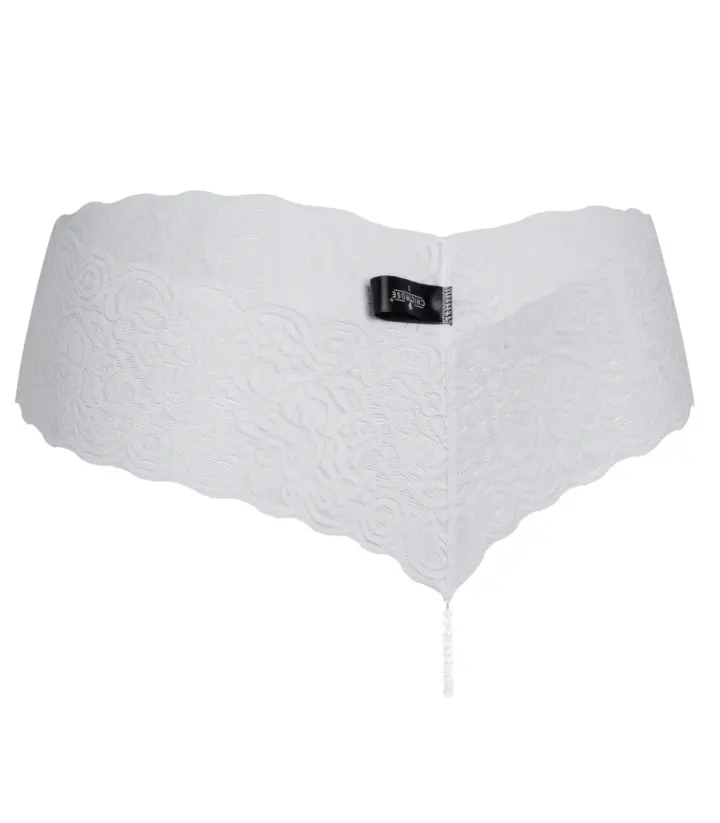 Chilirose Lingerie: Perizoma bianco con perle naturali e gadget erotico – foto 5