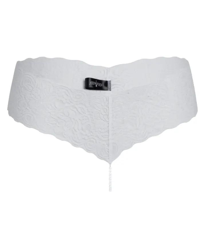 Chilirose Lingerie: Perizoma bianco con perle naturali e gadget erotico – foto 4