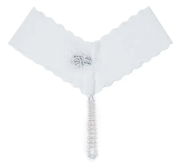 Chilirose Lingerie: Perizoma bianco con perle naturali e gadget erotico – foto 3