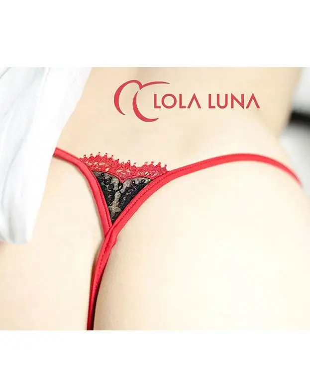 Lola Luna: Chloe sexy perizoma aperto in tulle e pizzo rosso e nero con bijoux – foto 3