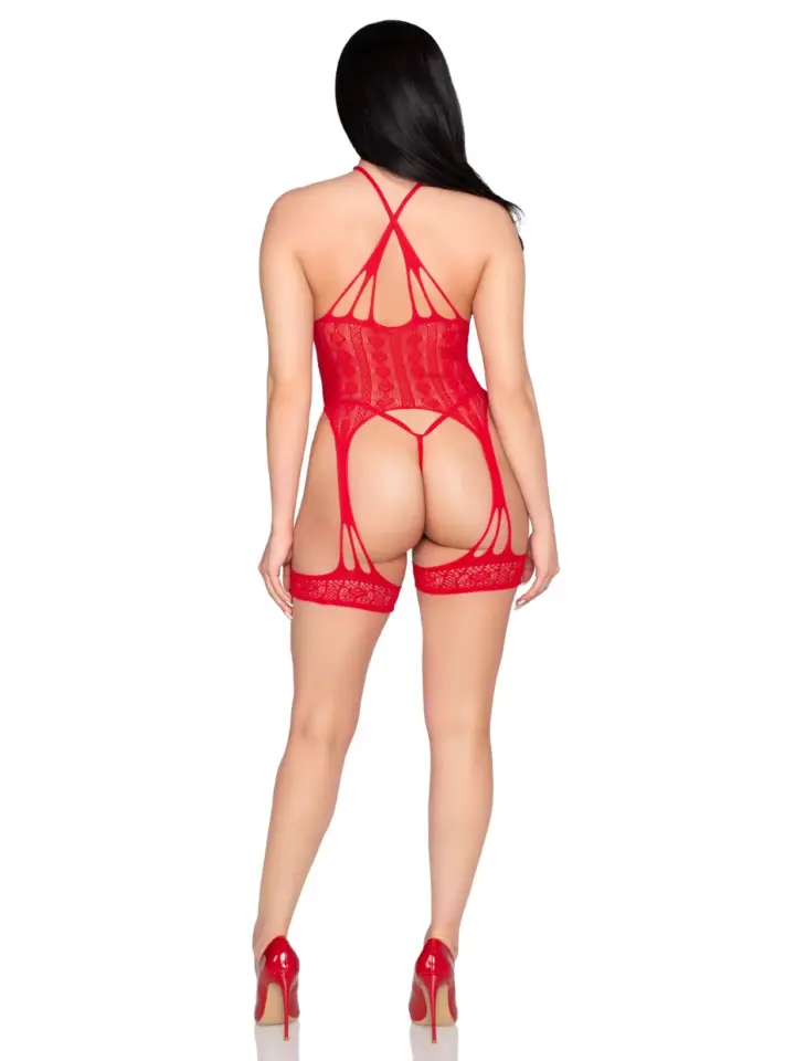 Set a rete rosso con harness e perizoma a Y – Leg Avenue – foto 6