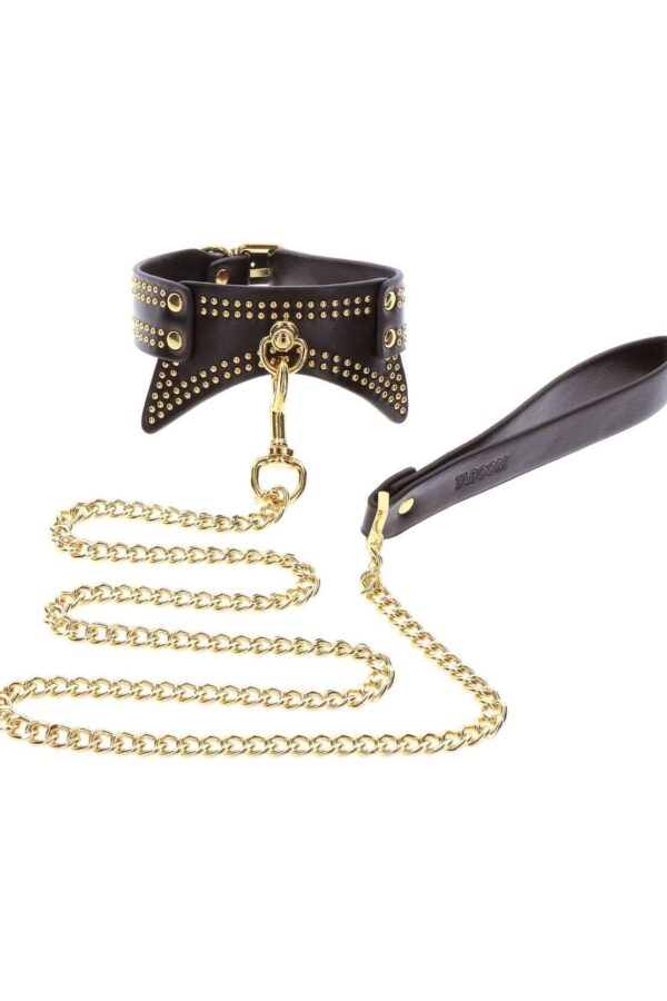 Collare con guinzaglio borchiato oro – TABOOM BDSM