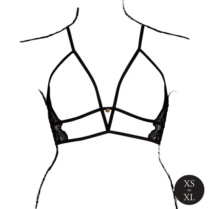 Reggiseno open cup a triangolo in pizzo nero – Le Désir – foto 4