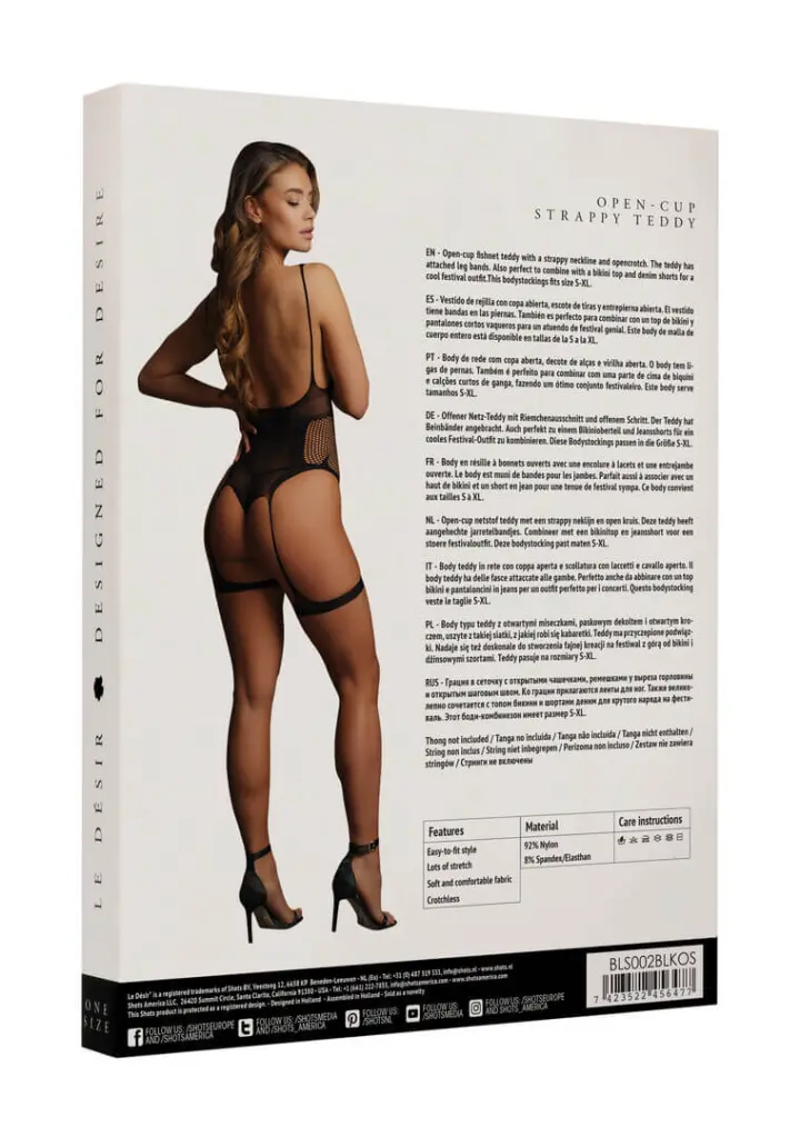 Body a rete con coppe aperte e fasce sulle gambe – Le Désir – foto 5