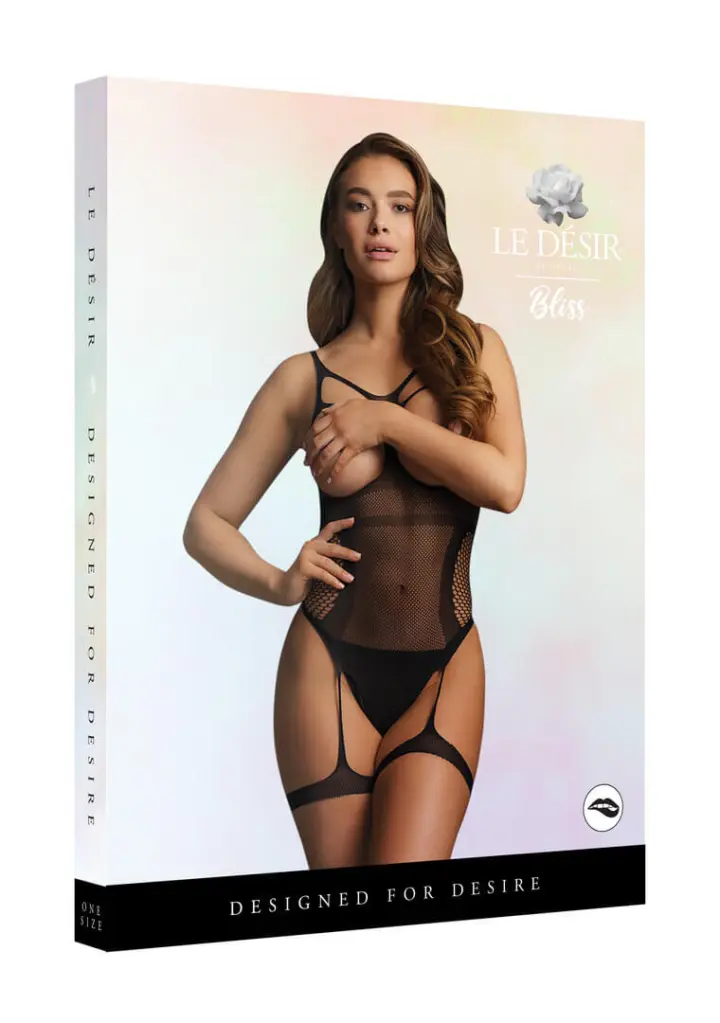 Body a rete con coppe aperte e fasce sulle gambe – Le Désir – foto 6