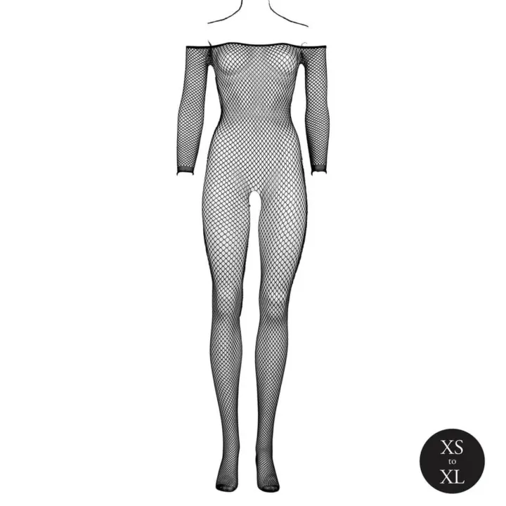 Bodystocking off-shoulder a rete con maniche lunghe e apertura – foto 5