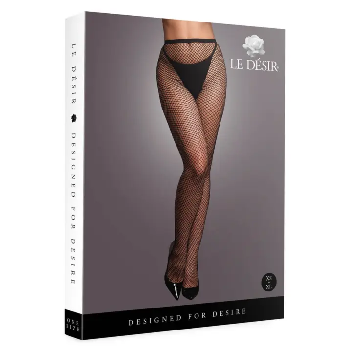 Collant a rete fine nero con motivo lineare – foto 7