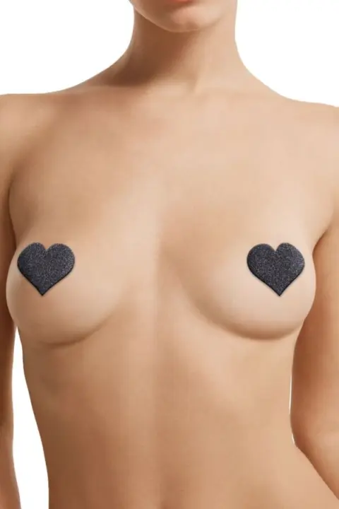 Set 3 paia Nipple cover adesivi neri cuore, stella e croce