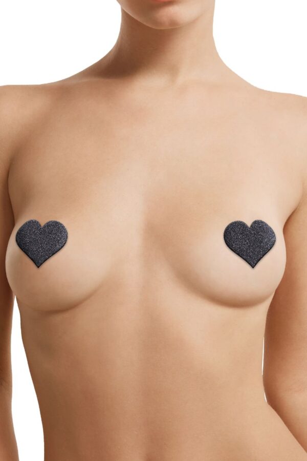 Set 3 paia Nipple cover adesivi neri cuore, stella e croce