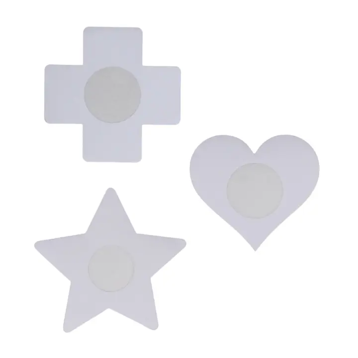 Set 3 paia Nipple cover adesivi neri cuore, stella e croce – foto 8