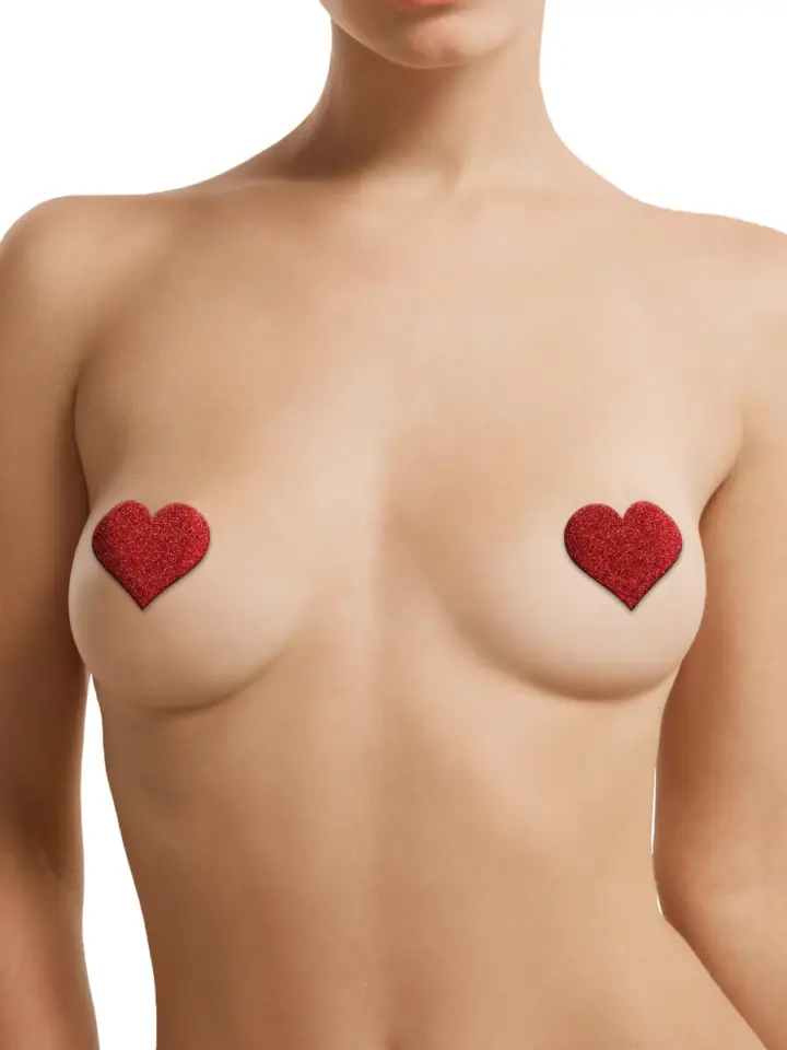 Set 3 paia Nipple cover adesivi rossi cuore, stella e croce