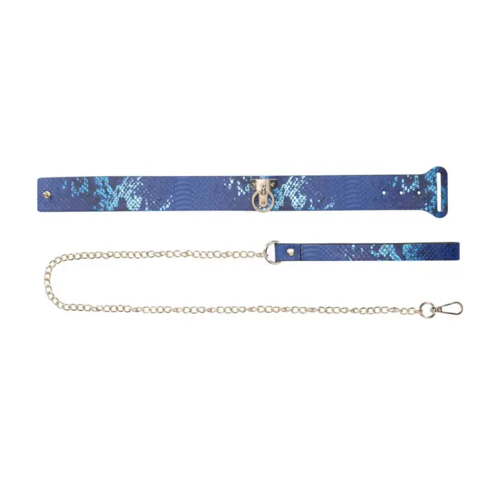 Collare con guinzaglio blu effetto iridescente Florence Collection – foto 3