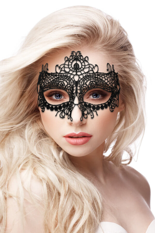 Maschera in pizzo nero stile veneziano Queen Ouch!