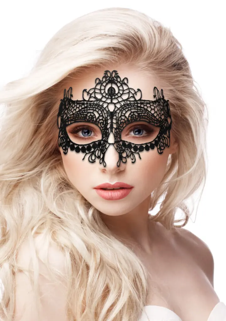 Maschera in pizzo nero stile veneziano Queen Ouch!