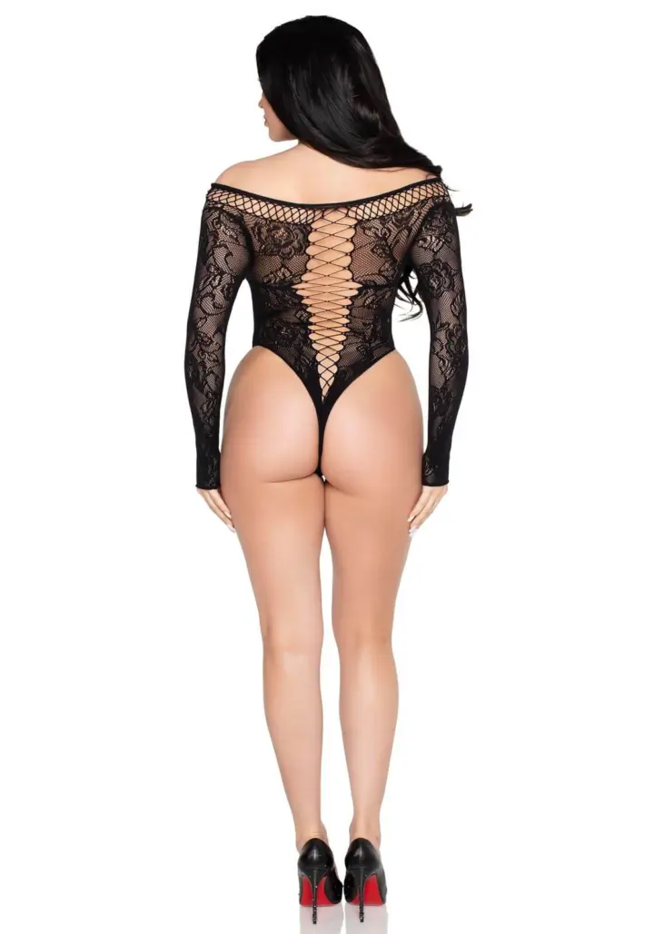 Body in rete e pizzo con maniche lunghe – Leg Avenue – foto 5
