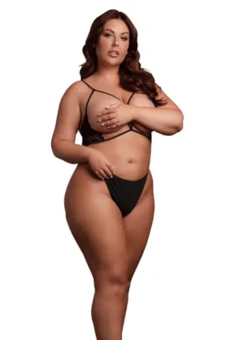 Le Désir Reggiseno regolabile Open Cup Curvy Nero in Pizzo