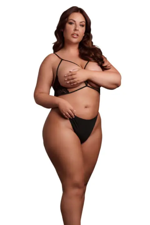 Le Désir Reggiseno regolabile Open Cup Curvy Nero in Pizzo