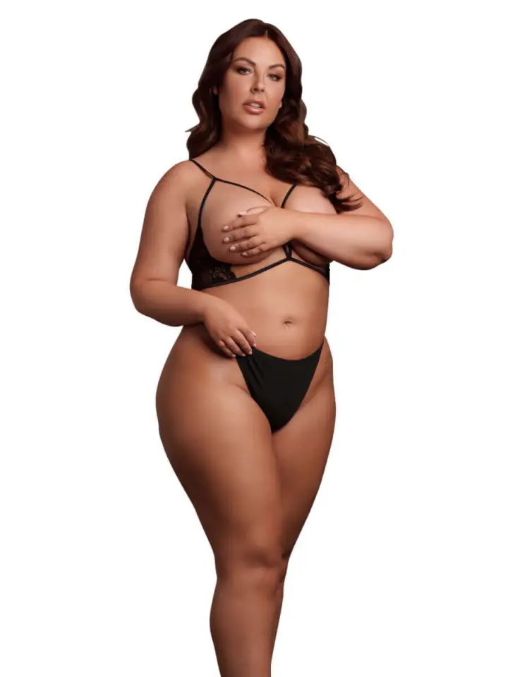 Le Désir Reggiseno regolabile Open Cup Curvy Nero in Pizzo