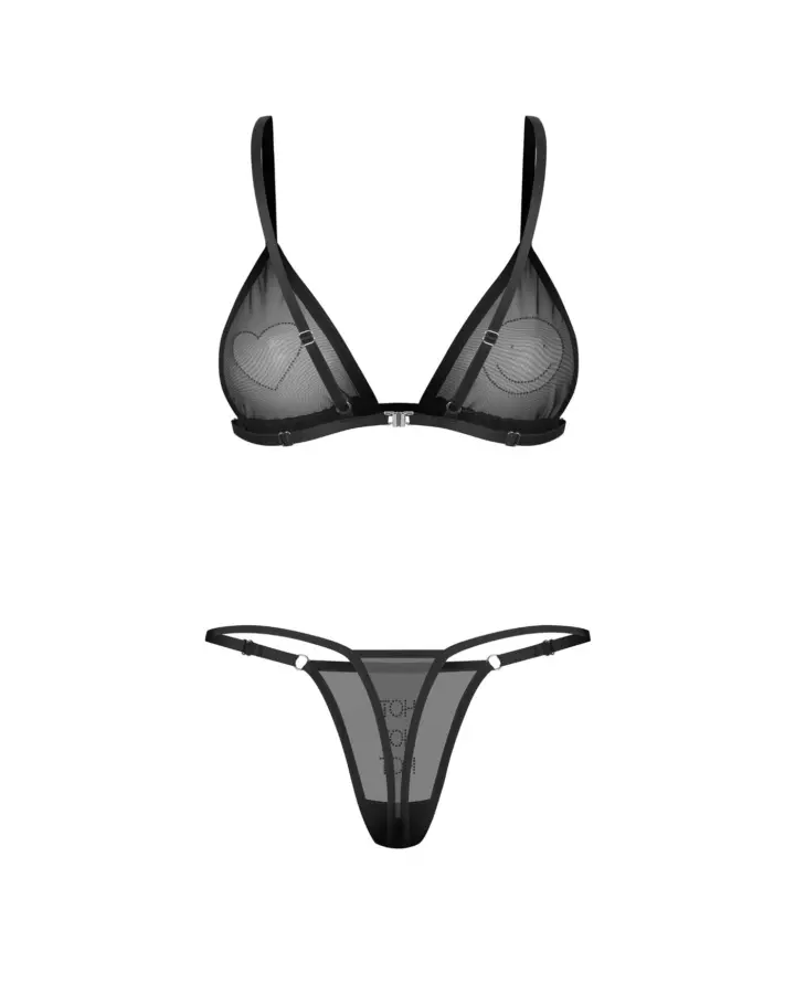 Obsessive Wet Me Set 2 Pezzi Nero con Strass Smile e Cuore – foto 6