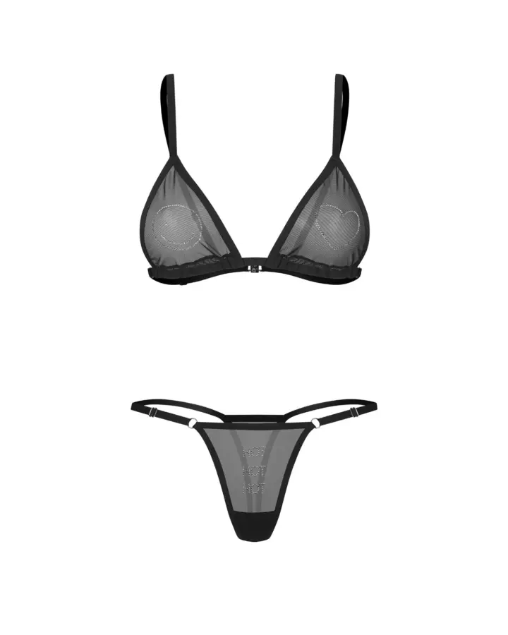 Obsessive Wet Me Set 2 Pezzi Nero con Strass Smile e Cuore – foto 5