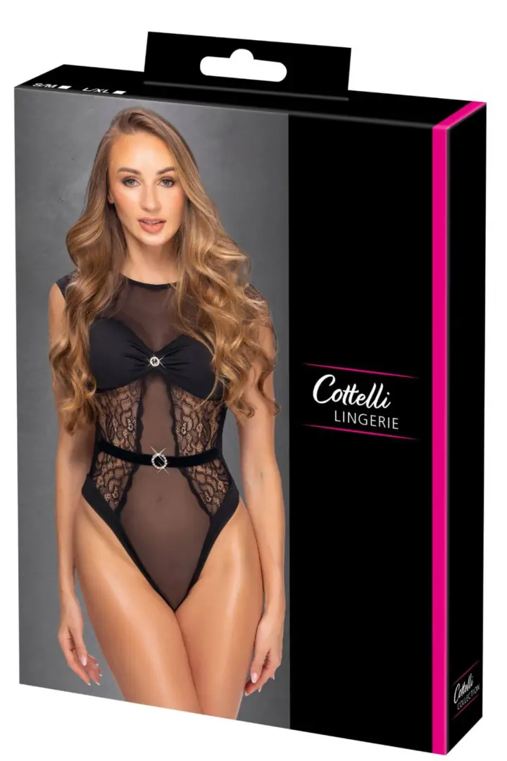 Body Nero Cottelli - Body Pizzo Trasparente Donna – foto 4