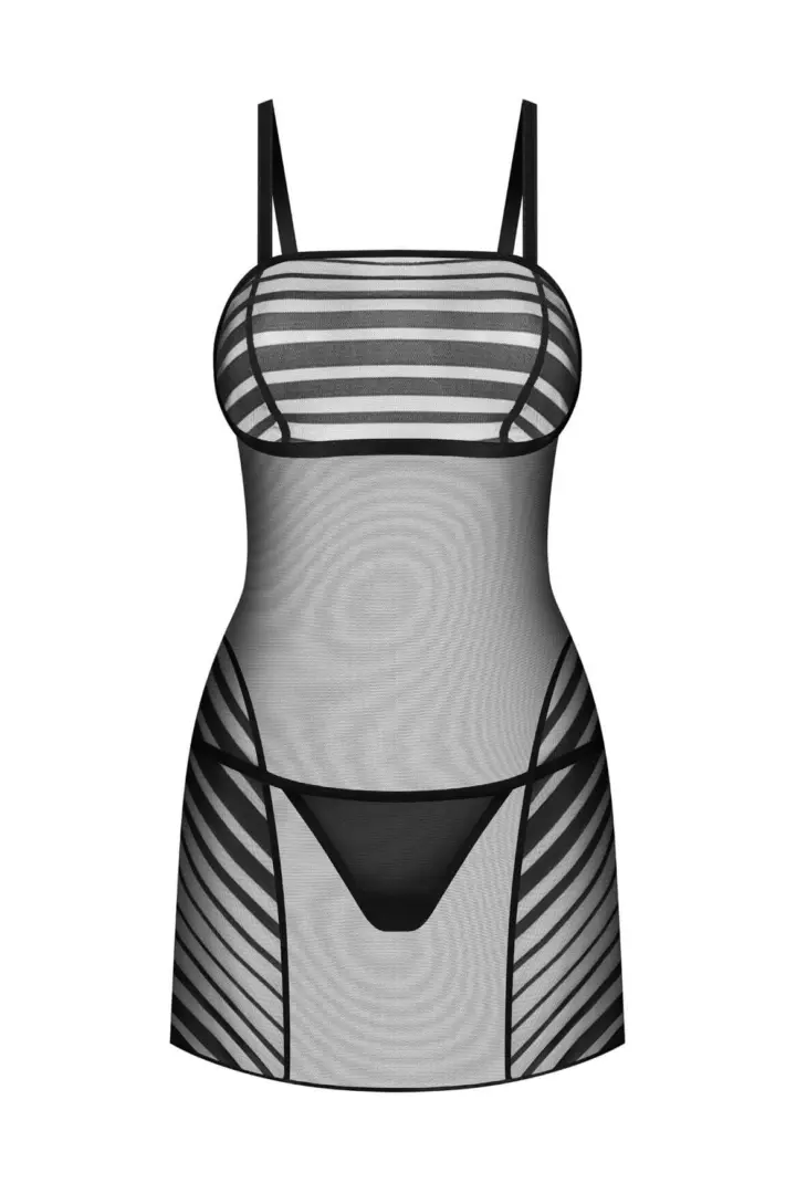 Chemise nera a righe con perizoma Obsessive Lune Bellis – foto 4